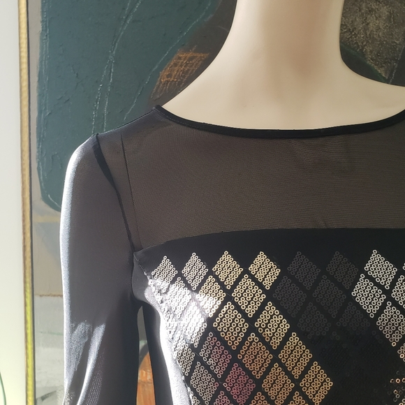 Joseph Ribkoff | Mesh and Sequin Geometric Dress - Picture 4 of 10